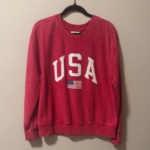 Maurices USA Red Ribbed Crewneck